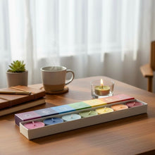 Indlæs billede til gallerivisning Chakra meditationslys - store 5,5 cm fyrfadslys med dufte Gua-sha.dk