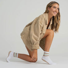 Indlæs billede til gallerivisning Reformer strømper - hvid med beige/ mint striber Gua-sha.dk