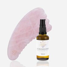 Indlæs billede til gallerivisning Body Gua Sha Kit - Rosakvarts - med hybenkerneolie Gua-sha.dk