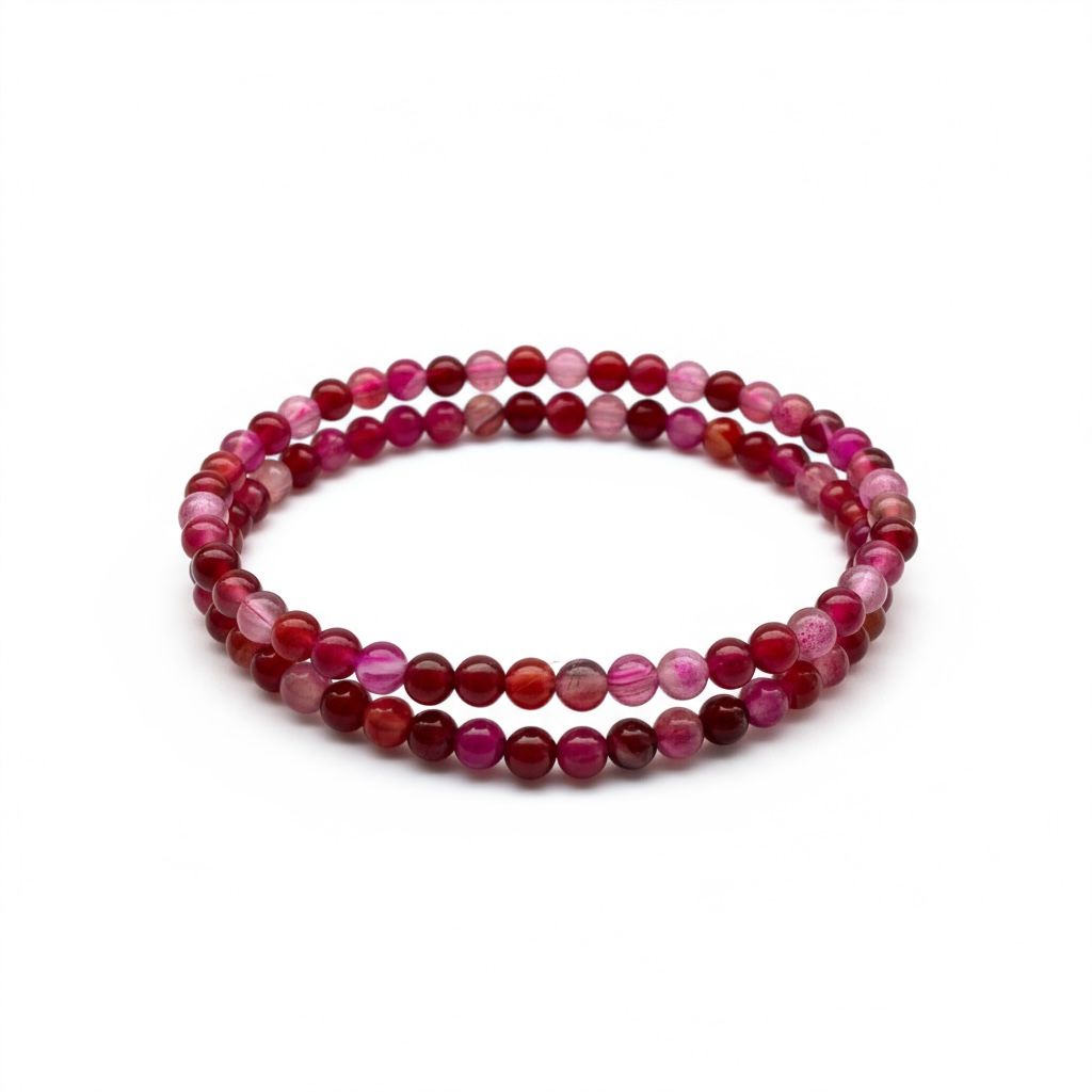 Pink Agate armbånd – 4 mm perler Gua-sha.dk