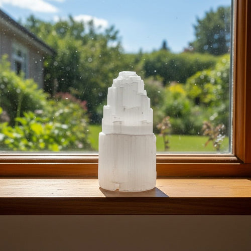 Selenit Lampe – ca. 15 cm (inkl. fatning og ledning) Gua-sha.dk