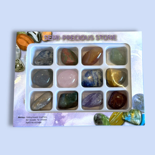 Krystalsten i æske - 12 stk Gua-sha.dk