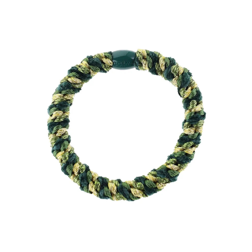 By Stær - Hårelastik - Multi Mørkegrøn/Guldfarvet Glitter Gua-sha.dk