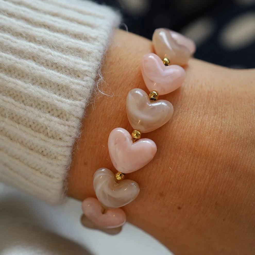 By Stær Alma hjerte armbånd - rosa Gua-sha.dk