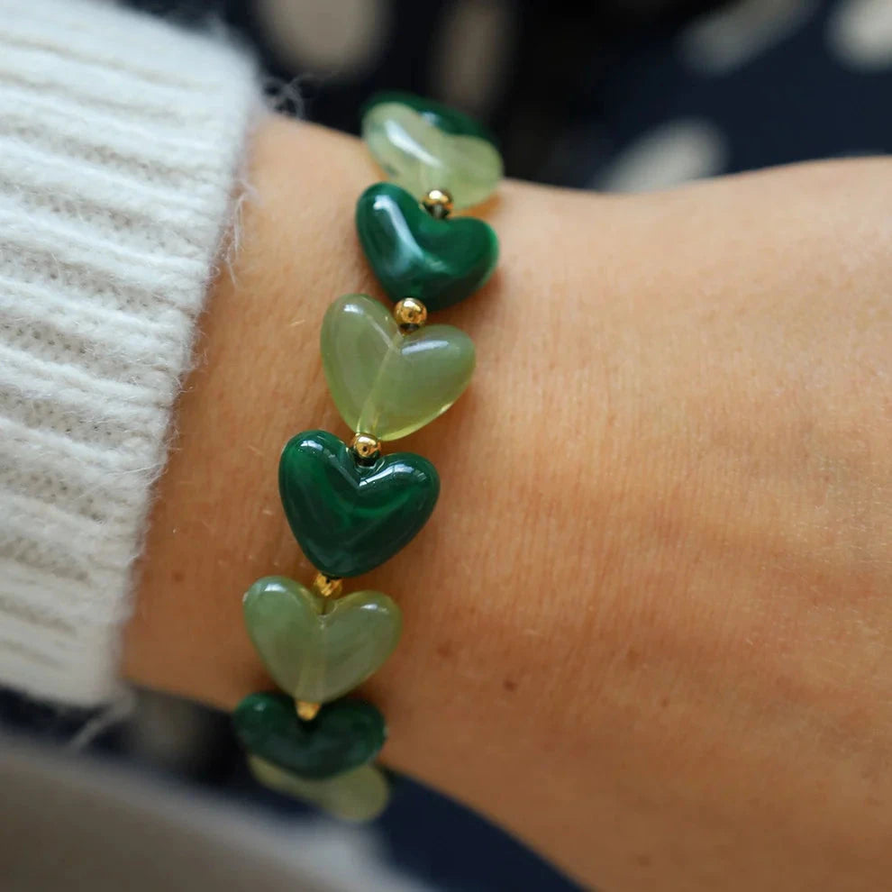 By Stær Alma hjerte armbånd - green Gua-sha.dk