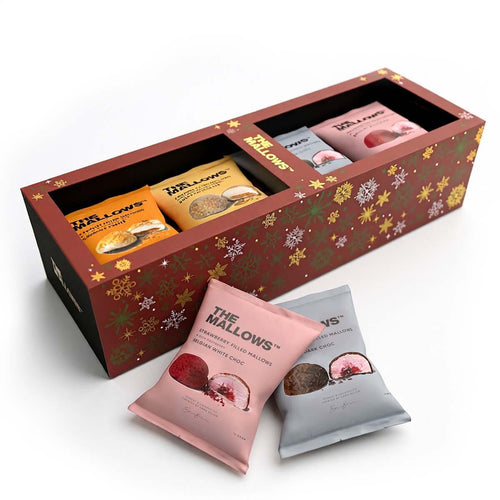 Strawberry & caramel filled mallow gift box 8 stk - winter edition Gua-sha.dk
