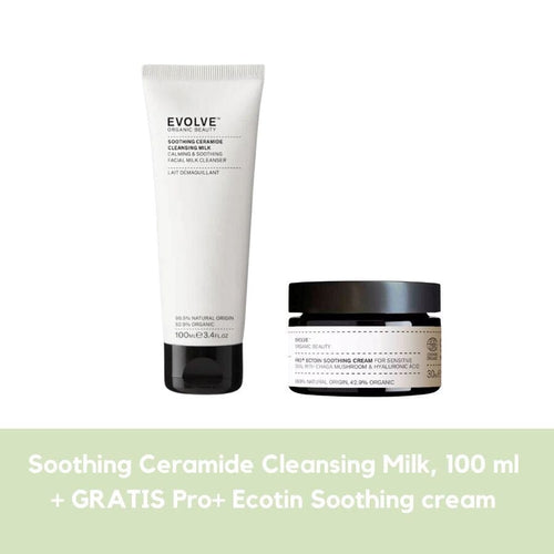 Evolve Soohting Ceramide Cleansing Milk + 1 stk. Pro+ Ecotin Soothing cream Gua-sha.dk