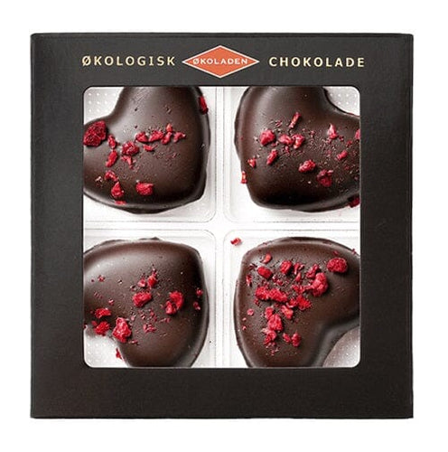 Økoladen - Marcipan hjerter med hindbær - 4-pak Gua-sha.dk