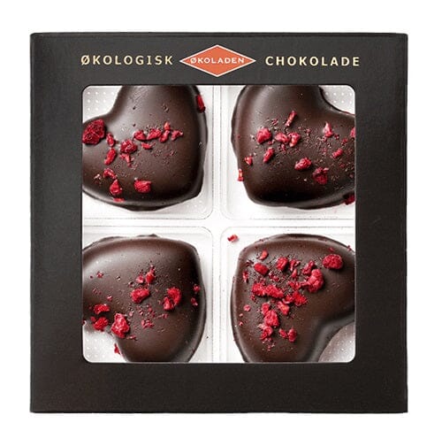 Økoladen - Marcipan hjerter med hindbær - 4-pak Gua-sha.dk