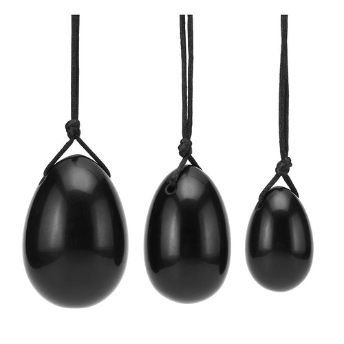 Yoni Egg med snor - Obsidian Gua-sha.dk